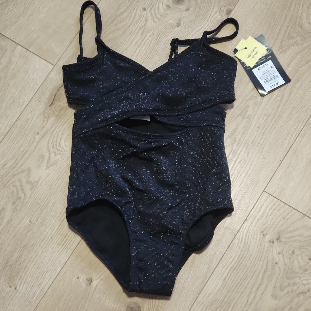 Sparkly Black Kids One Piece Swimsuit